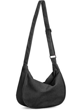 Women's Black Small Sling Hobos Crescent Purse Lightweight Crossbody Bags